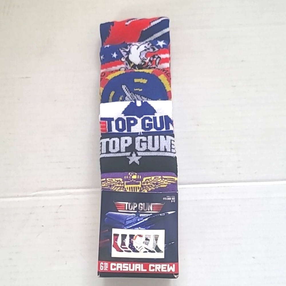 Socks Top Gun Bioworld 6 Pack SZ 8-12